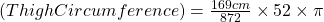 (ThighCircumference) = \frac{169cm}{872} \times 52 \times \pi